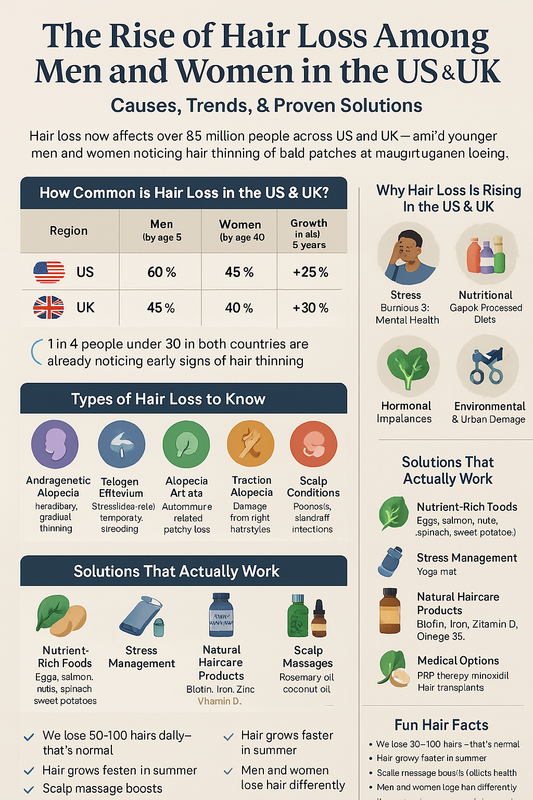 The Rise of Hair Loss Among Men and Women in the US & UK: Causes, Trends & Proven Solutions